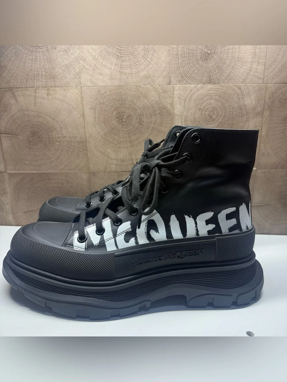 Alexander McQueen Men’s Tread Slick Boots Black/White Size 44EU(11US)